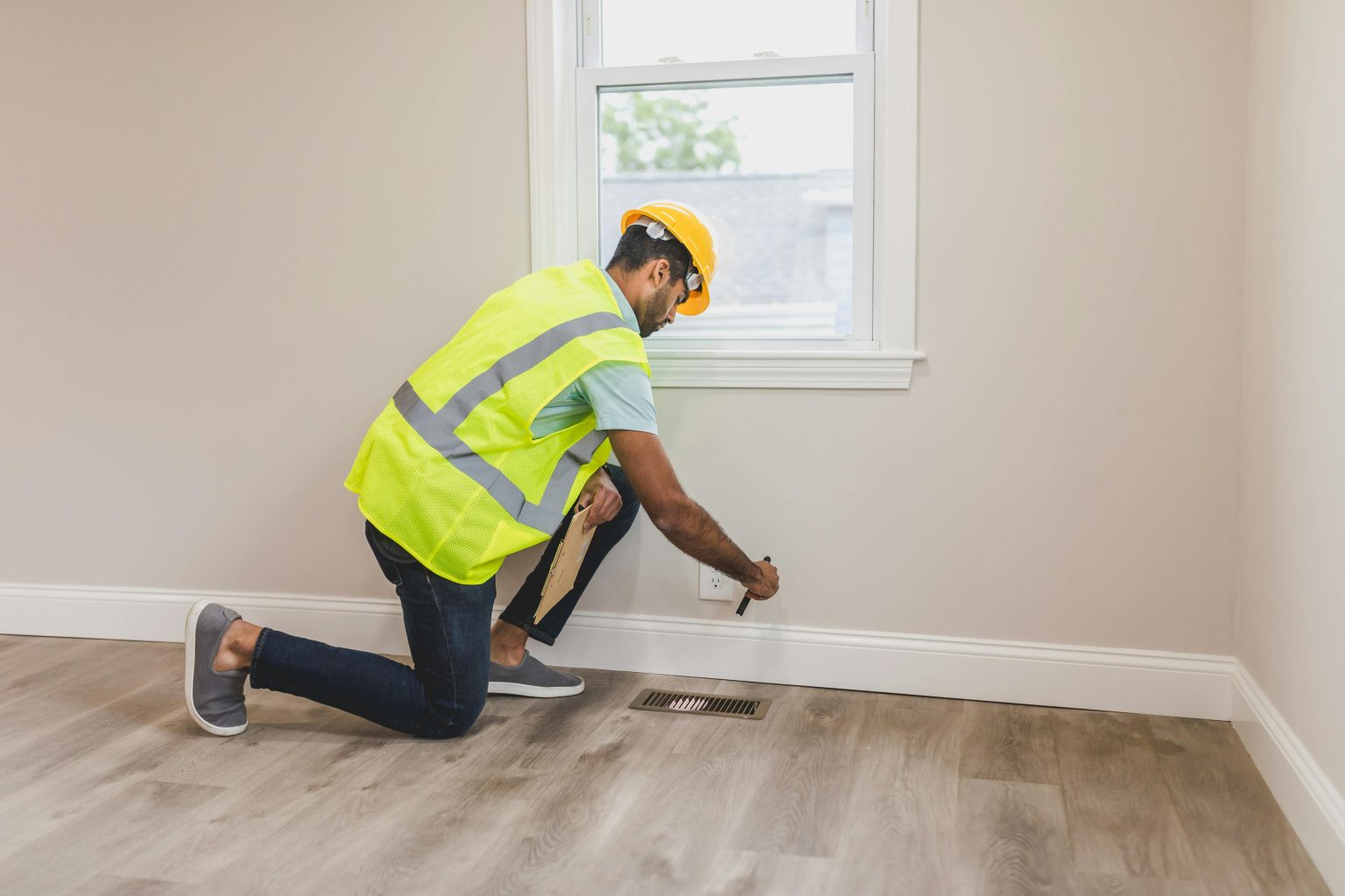 Home inspector examining property in New Jersey – Realtor Lorraine Macaluso helps buyers understand inspection results before closing.